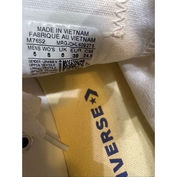 Converse Unisex Chuck Taylor All Star Canvas Sneakers White Size Mens 6 Womens 8 - Picture 7 of 9